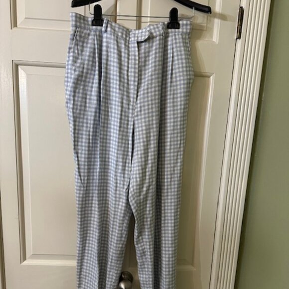 Blue & White Checkered Pants - Picture 1 of 2